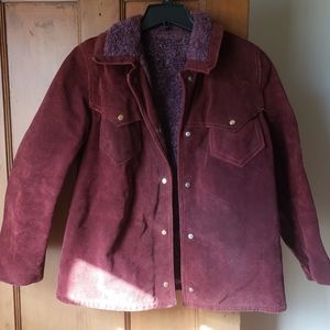 Vintage suede faux fur barn coat
